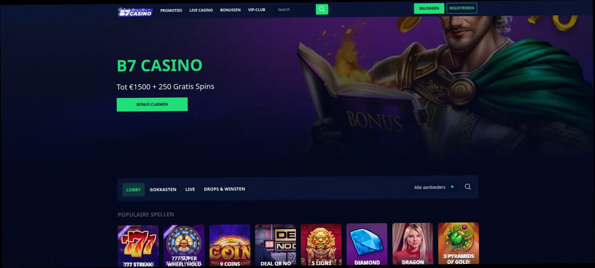 B7 casino welkomstbonus tot €450 plus 250 gratis spins